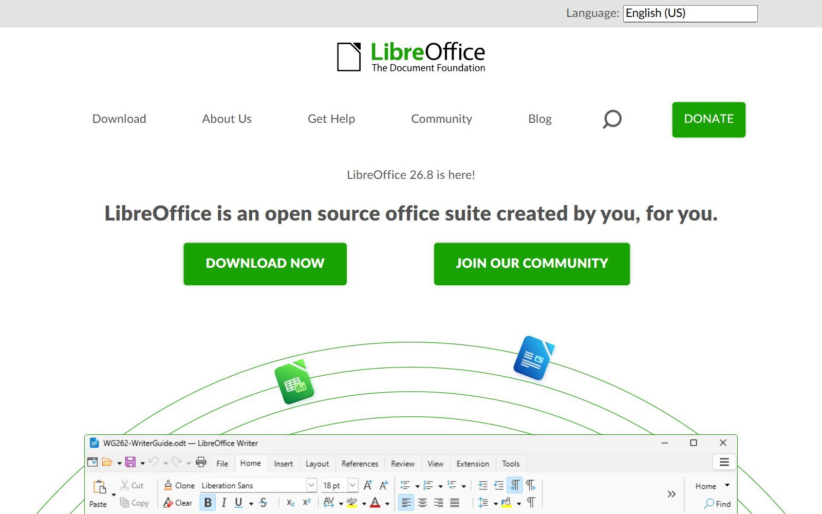 LibreOffice homepage screenshot (October 2026)