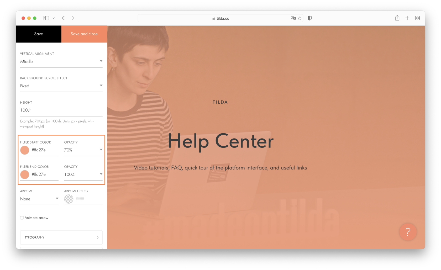 How to Set Up a Hero Section / Website Cover Page │ Tilda Help Center