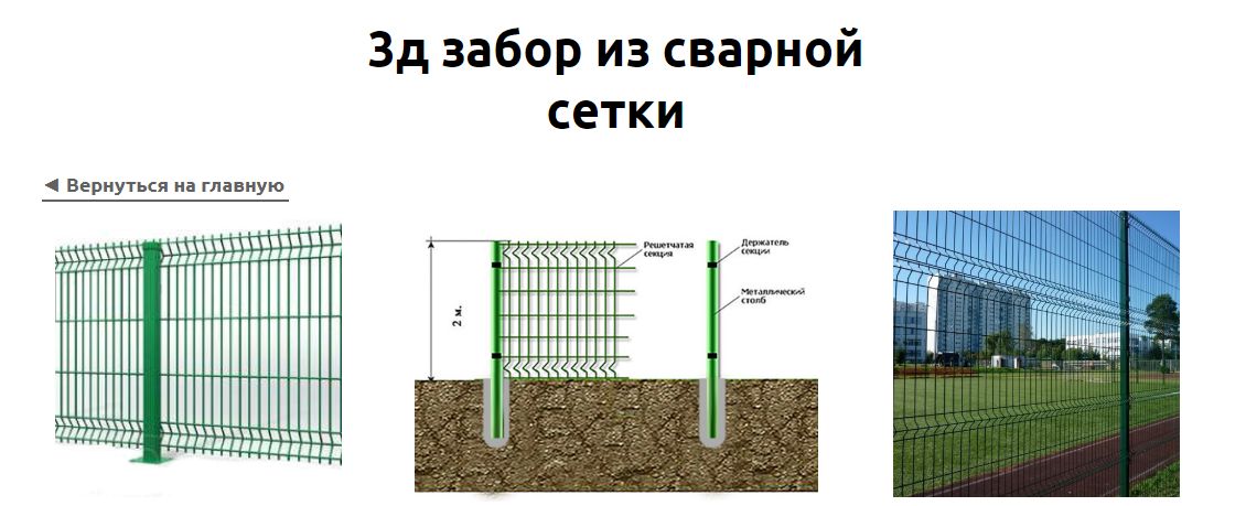 Схема монтажа забора 3 д