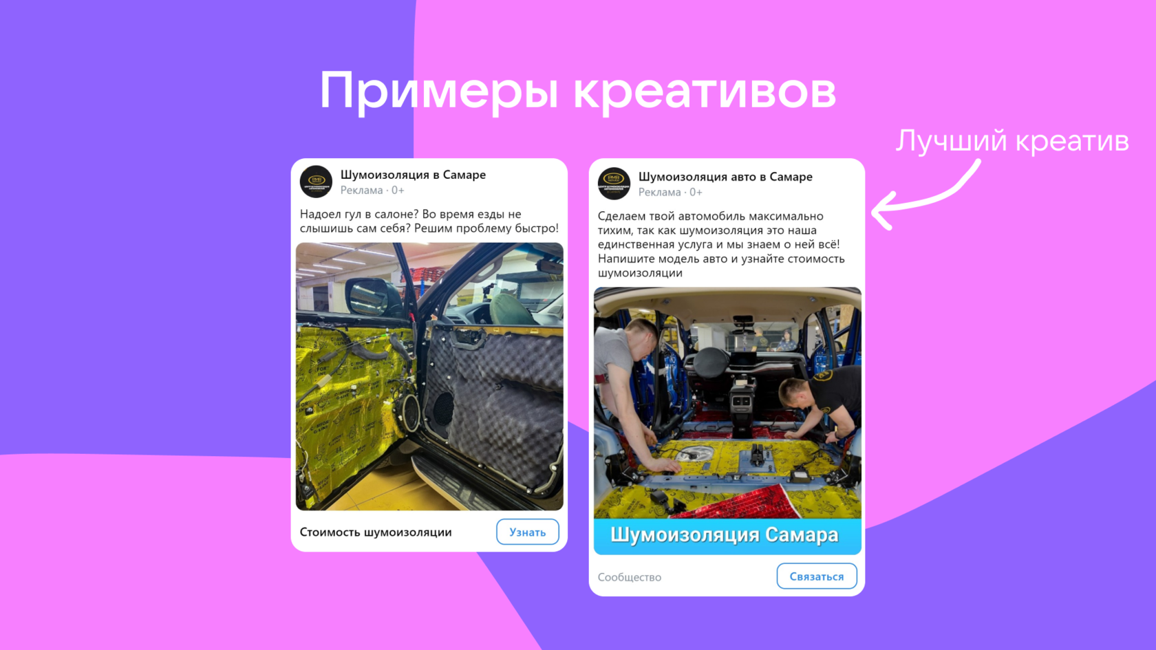 Готовая схема теста + креативы: продвижение автосервиса в VK ADS