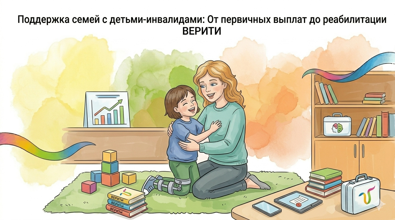 Мама играет со счастливым ребенком с инвалидностью ВЕРИТИ