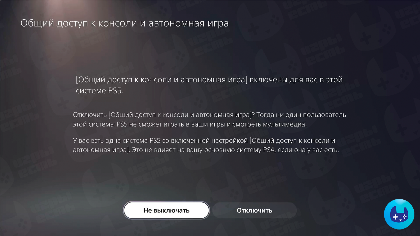Шаг настройки PS5