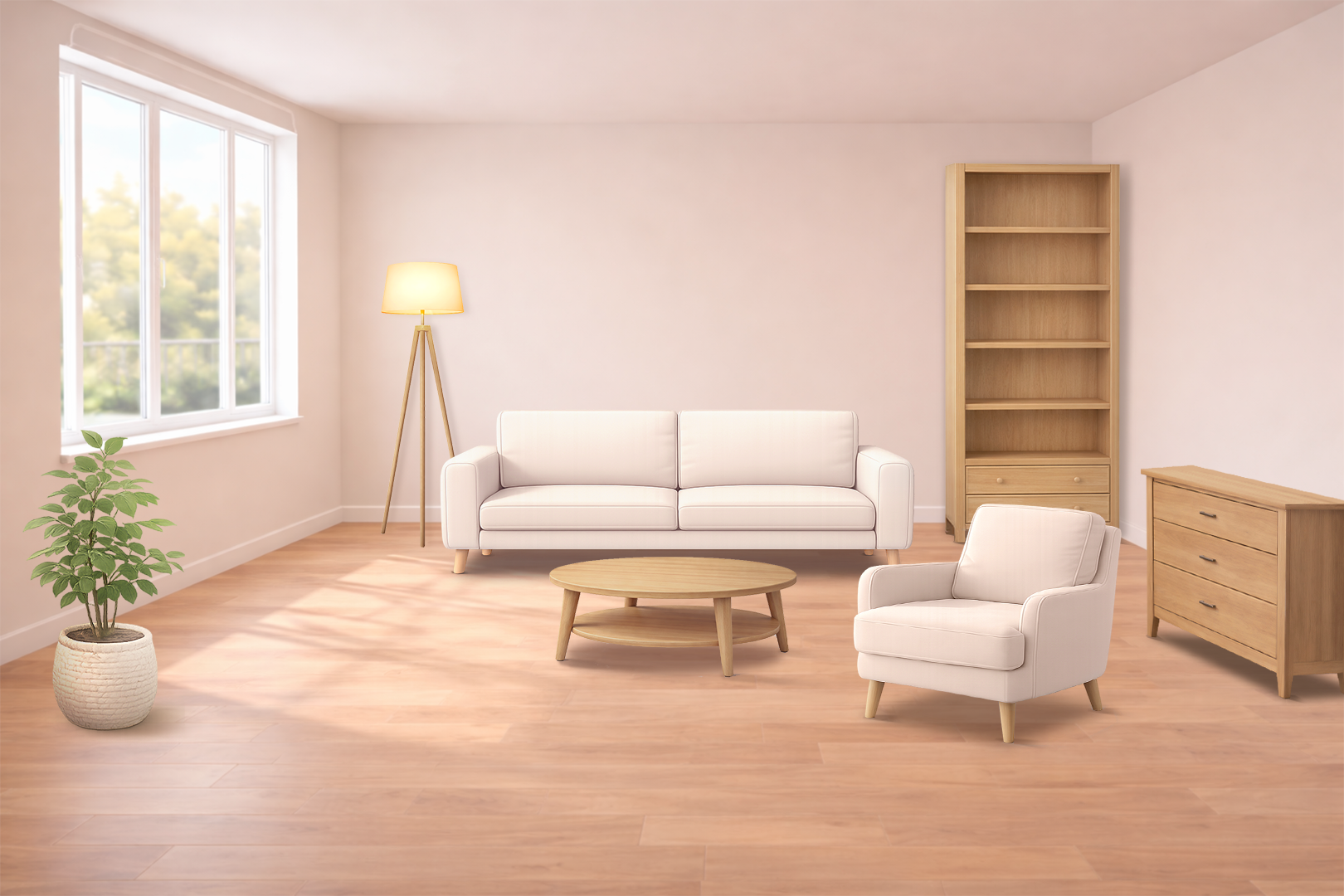 Room with first pieces of furniture