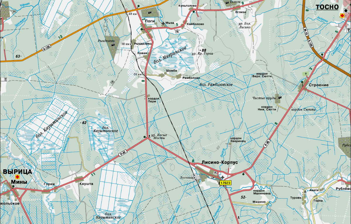 Карта тосненского района ленинградской области подробная