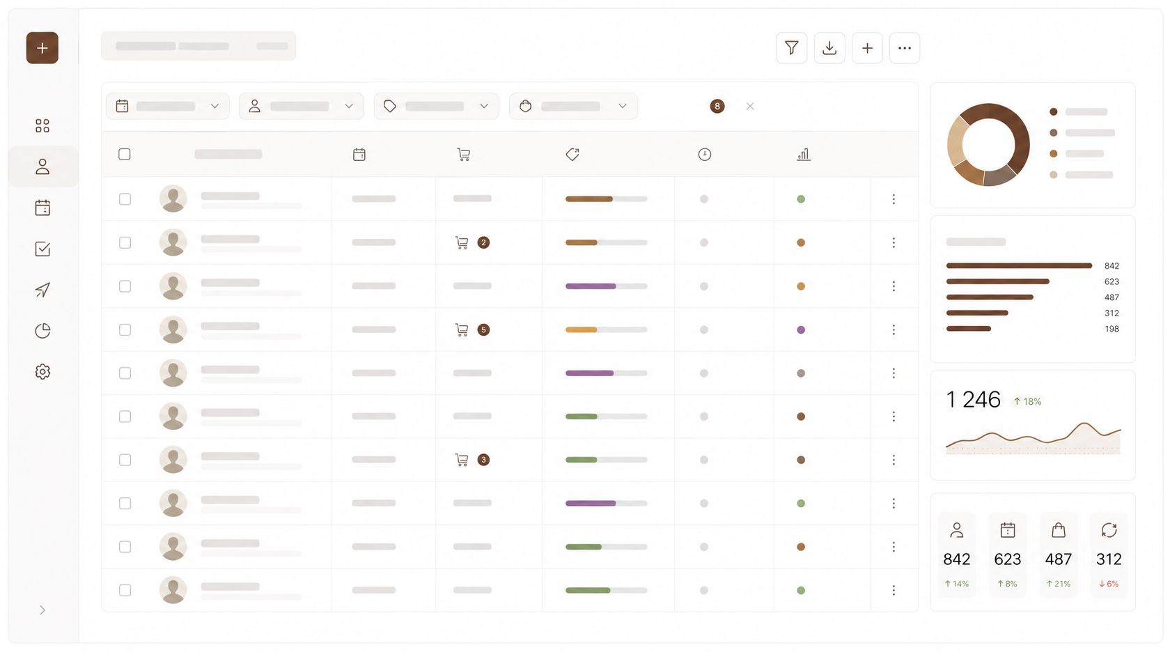Схема интерфейса CRM с таблицей пациентов и сводкой