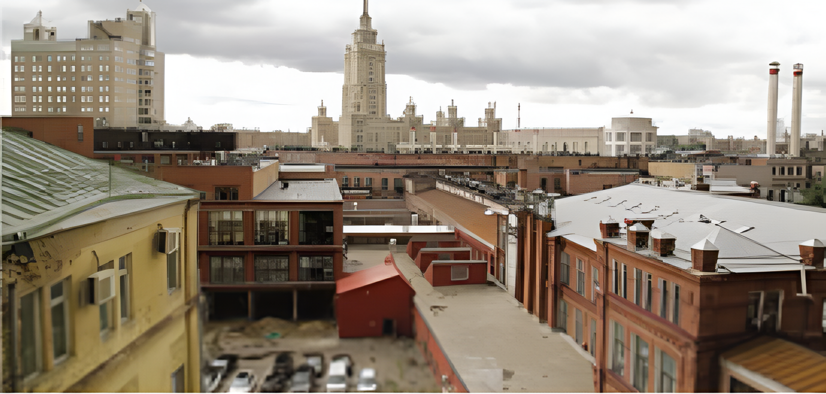 Territory of Trekhgornaya Manufactory Partnership. View from the manufactory