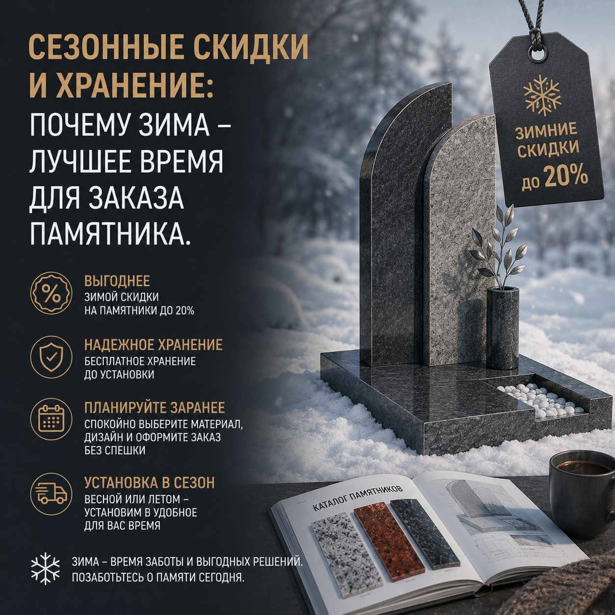 сезонные скидки на памятники