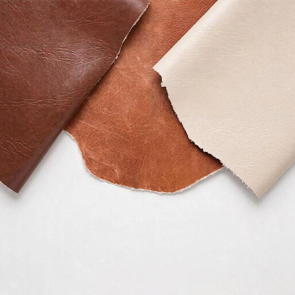 Искусственная кожа в трех оттенках коричневый, рыжий и молочный