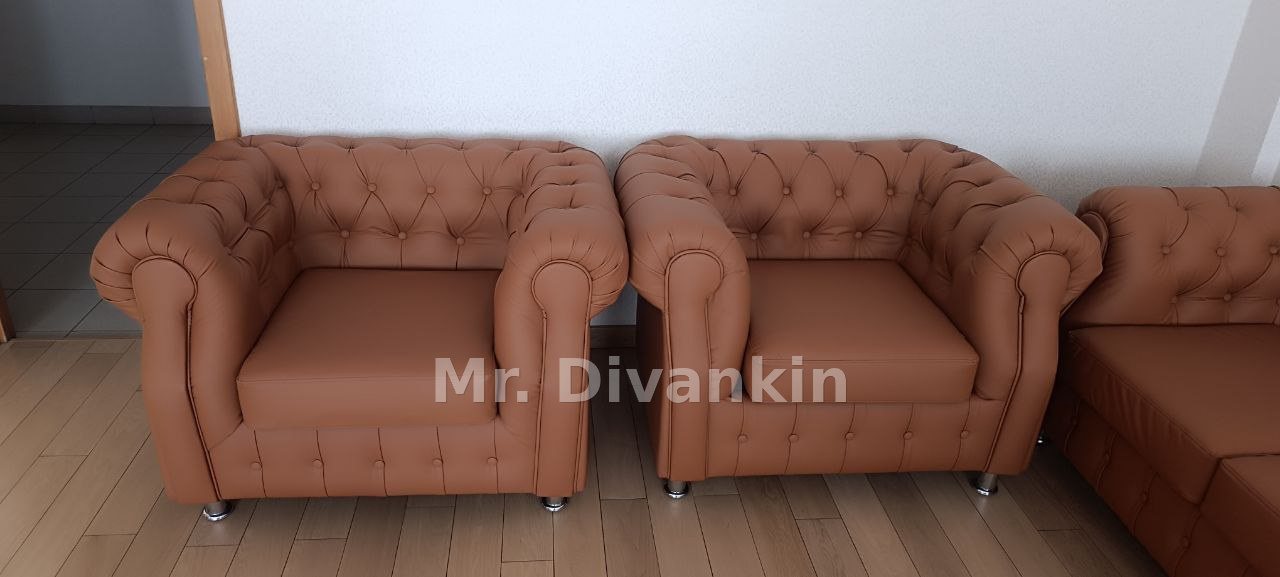 Диван и кресла Chesterfield: после перетяжки — Mr. Divankin