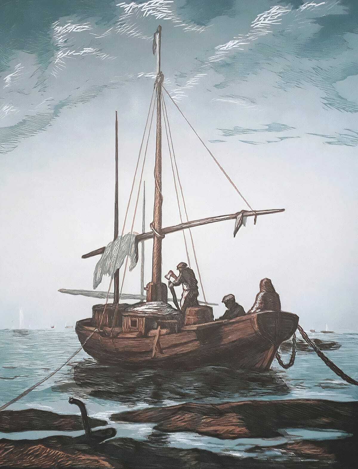 Рыбак на Байкале, баркас