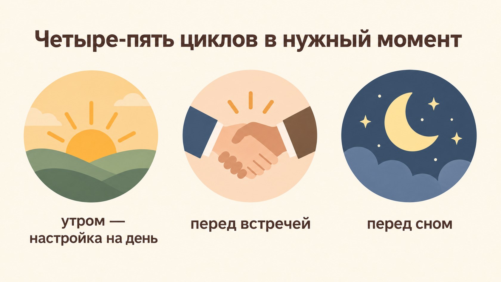 Ритуалы дня с дыханием по квадрату: утром, перед сложным разговором, перед сном