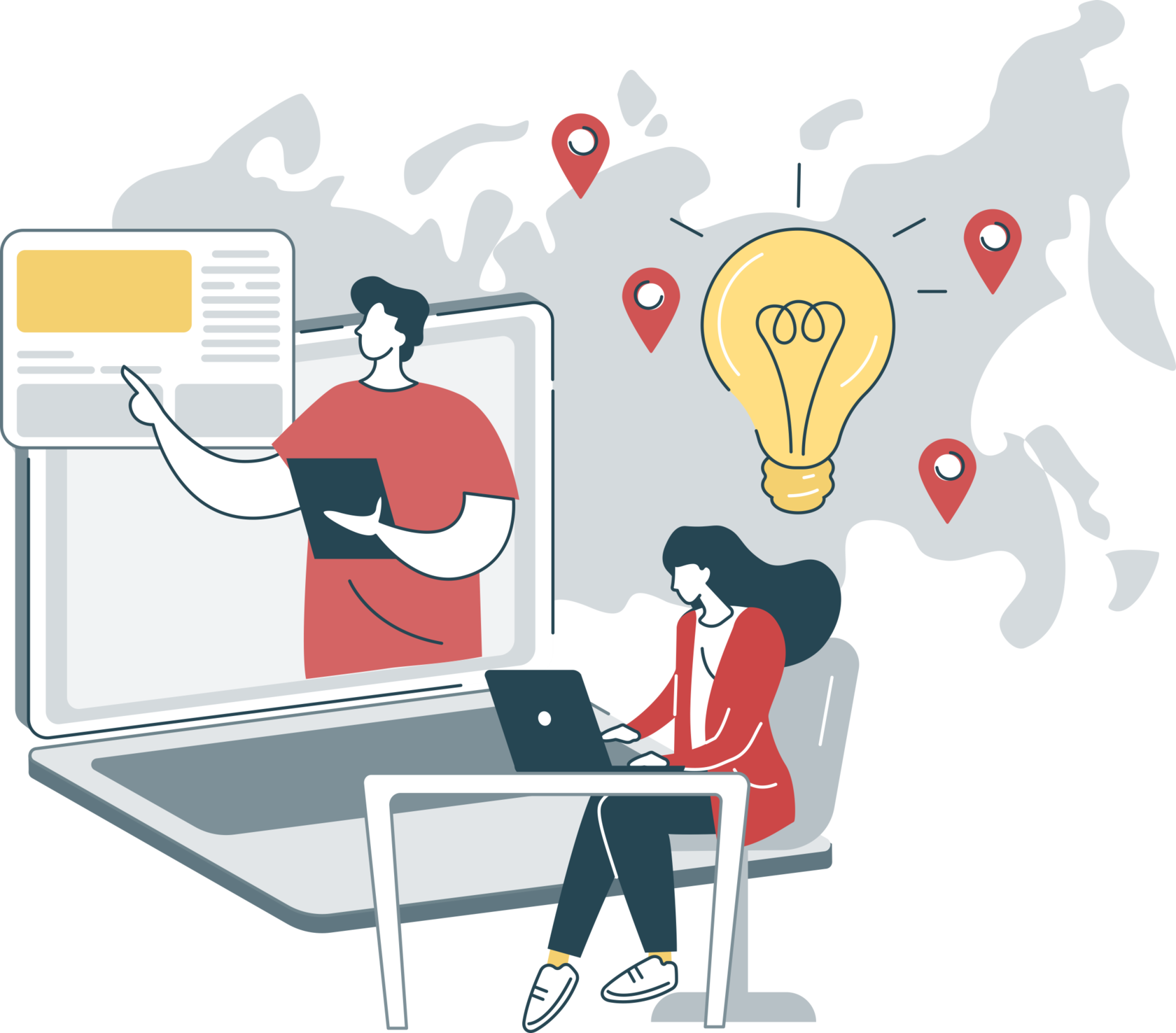 Онлайн-занятие, студент слушает учительницу