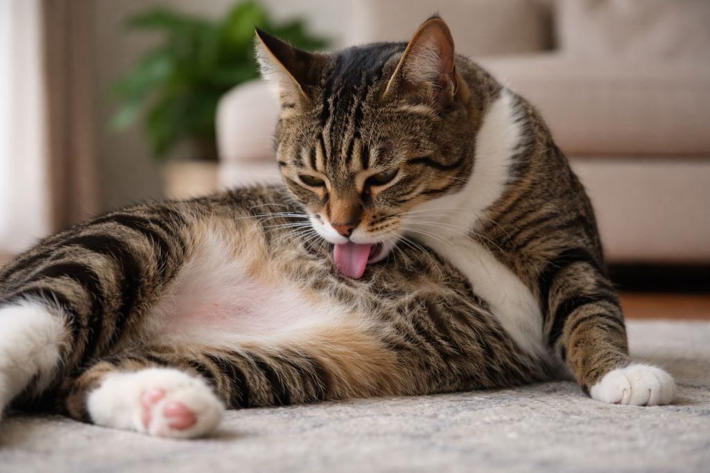 Чрезмерное вылизывание у кошек