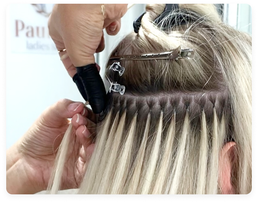 Safe and luxurious hair extensions in modern techniques ice/keratin