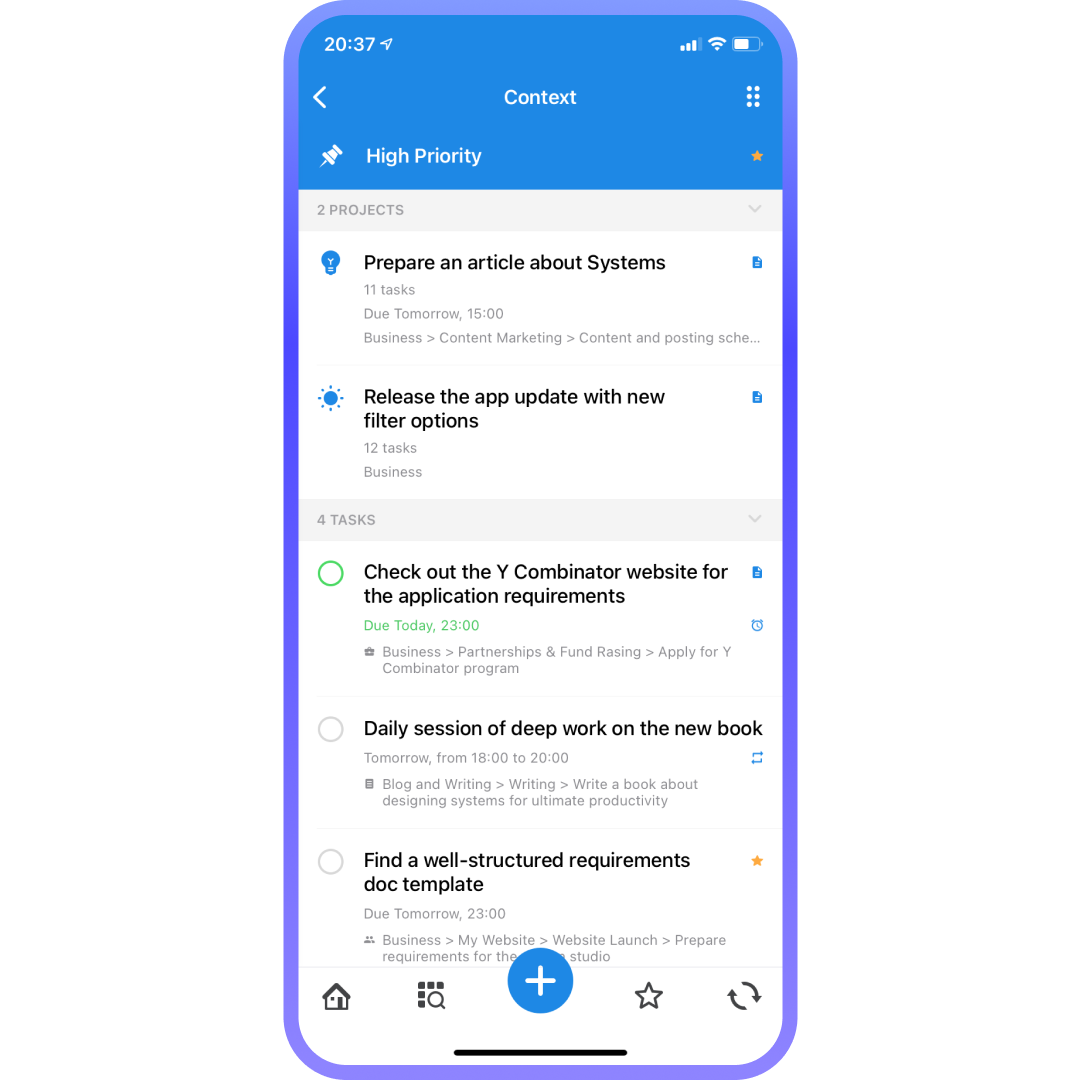 Context Task Lists