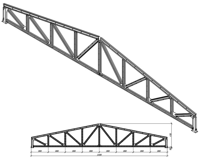 Треугольная ферма из профильной трубы 6 метров чертеж