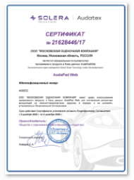 Сертификат Audatex