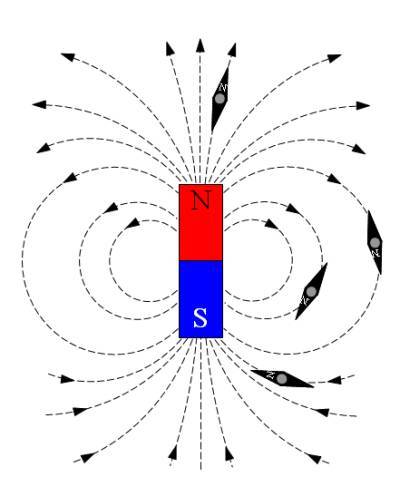 Рассмотрите изображение магнитных полей между полюсами магнитов полученные с помощью железных опилок