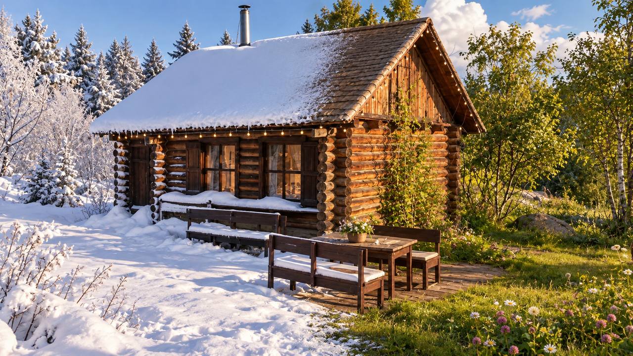 Беседка на склоне, большая