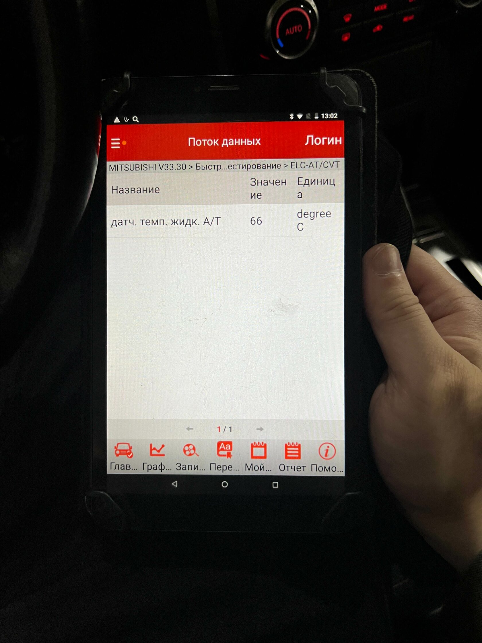 Контроль температуры АКПП Mitsubishi сканером