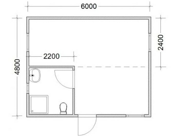 Планировка бытовки 6х3 с туалетом