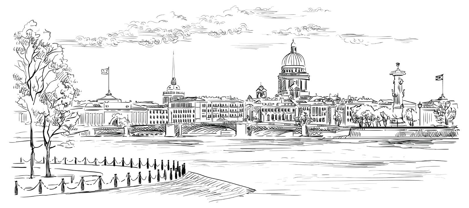 Петербург контурный рисунок