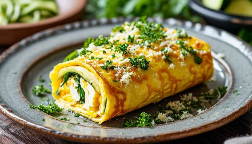 рулет из омлета с сыром и кабачком рецепт