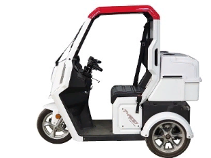 Скутер трицикл с кабиной для курьерских компаний, доставки еды, TRISCOOTER PIONEER - EL (EV) (электрический двигатель)