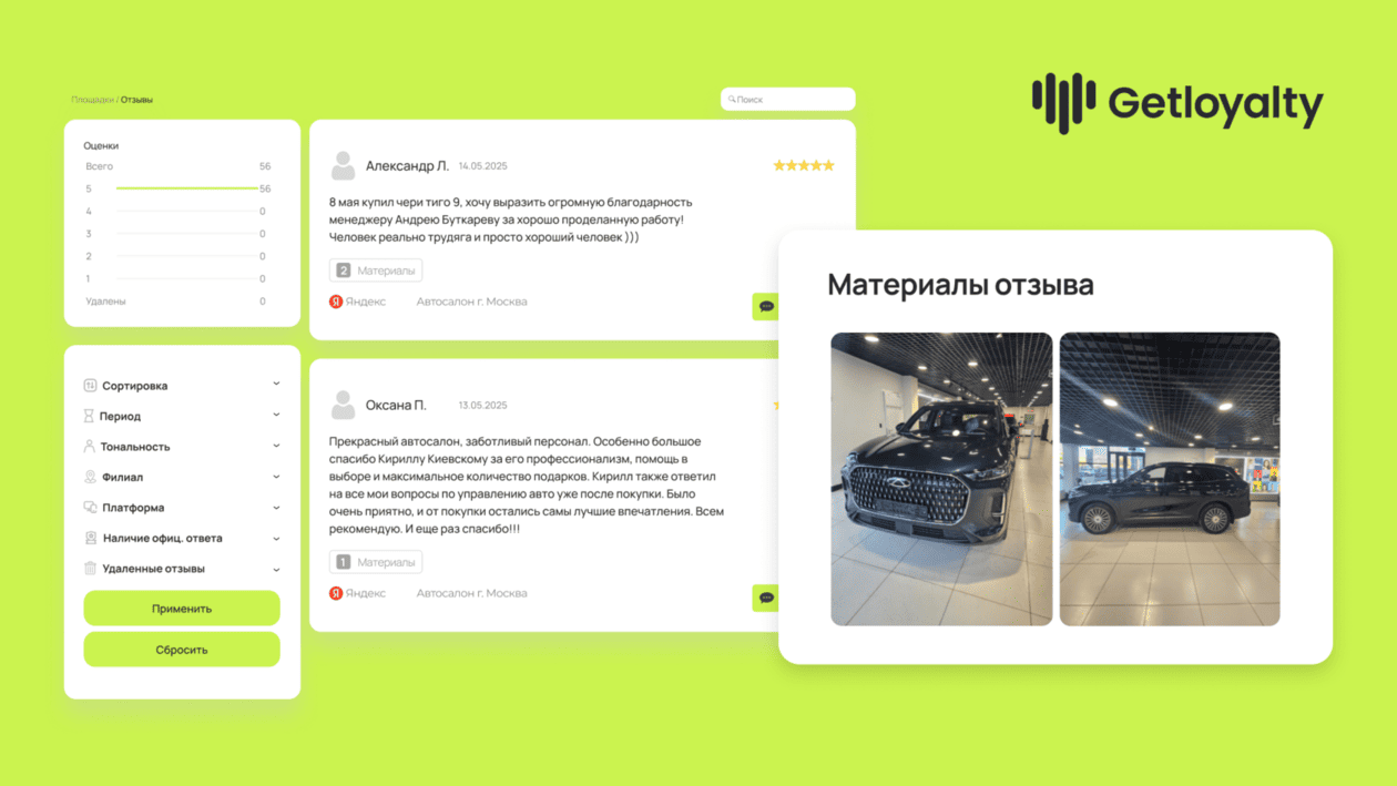 Мониторинг изображений в отзывах Getloyalty