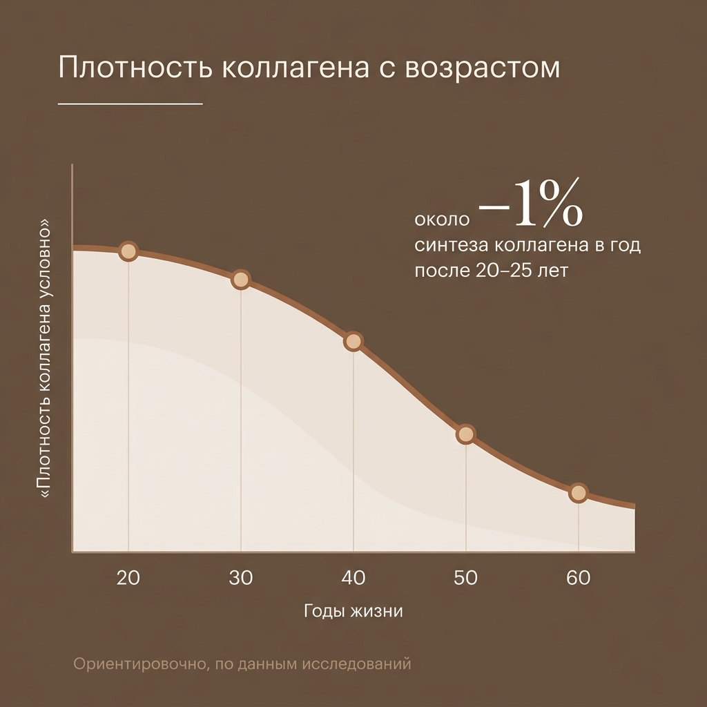 Снижение синтеза коллагена в коже с возрастом по годам