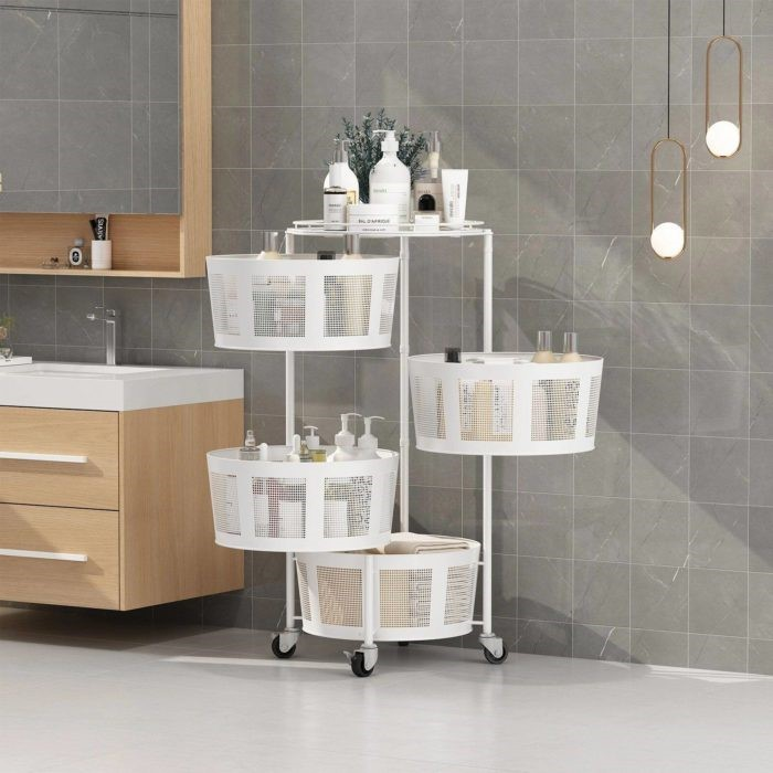 Используйте передвижные системы хранения в ванной комнате