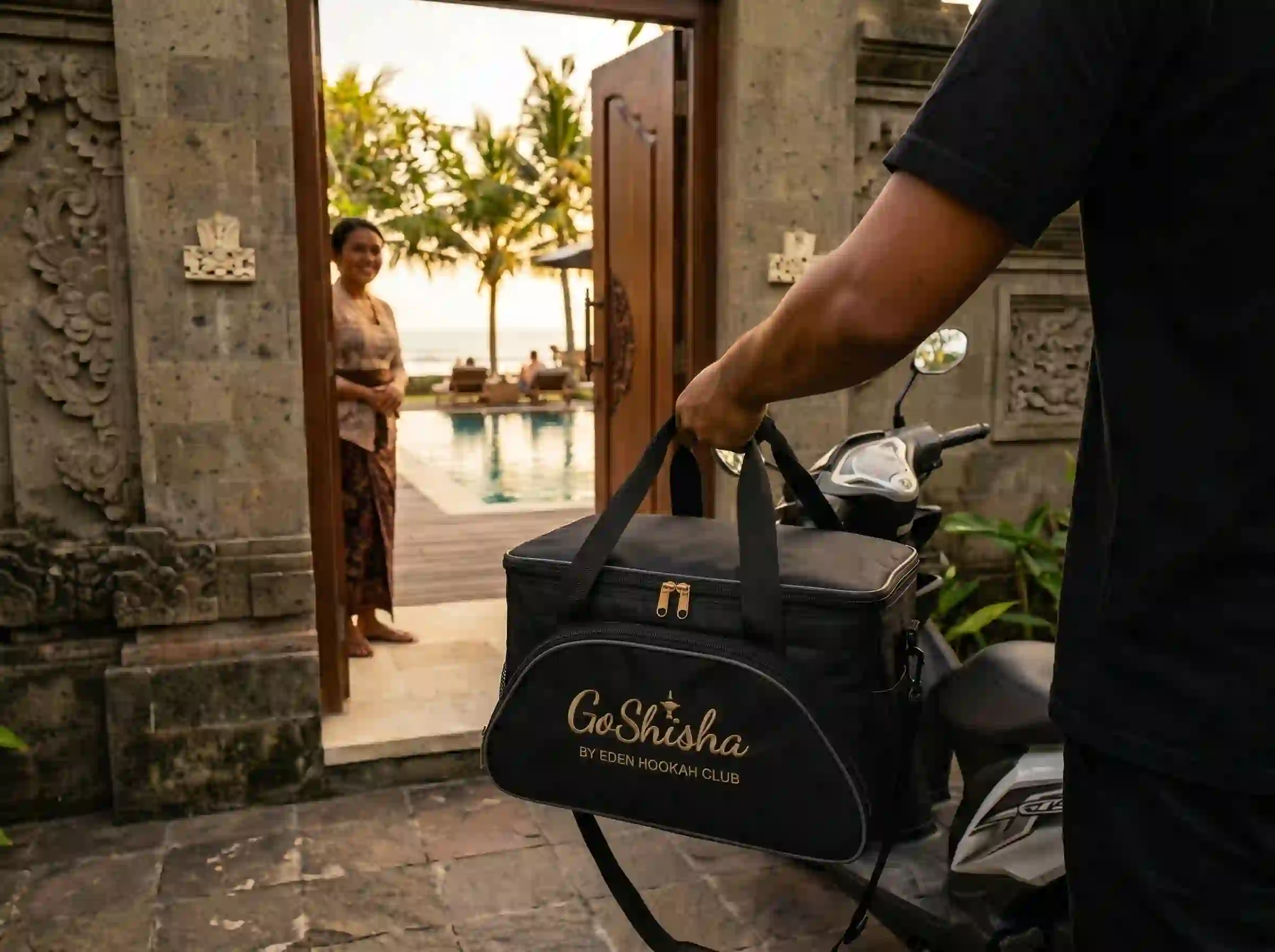 GoShisha Bali delivery service bringing a complete shisha setup to a private villa