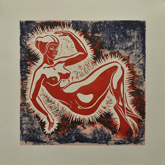 engraving linocut Nude