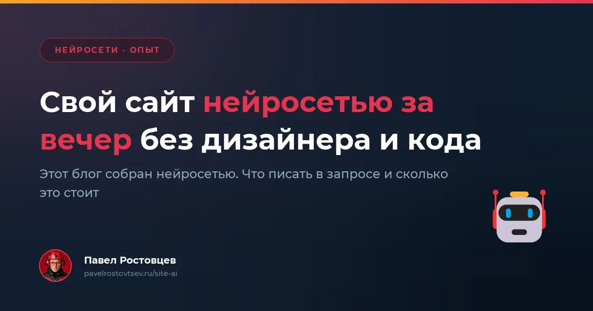 Свой сайт нейросетью за вечер, без дизайнера и кода