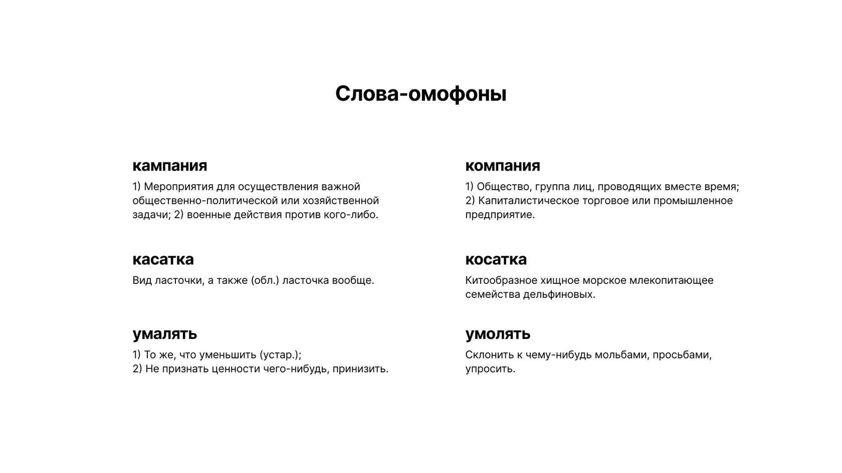 Слова-омофоны, вызывающие затруднения при работе над заданием 9 ЕГЭ по русскому языку