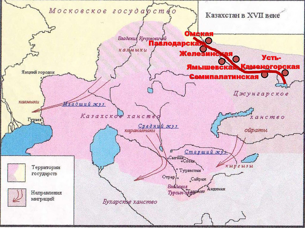 Границы казахстана до присоединения к россии карта