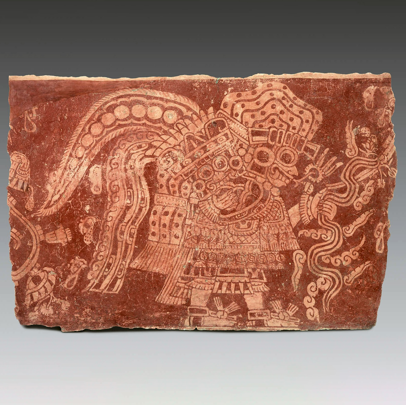 Фрагмент настенной росписи. Теотиуакан, примерно 500 гг. н.э. Коллекция Museo Amparo, Пуэбла, Мексика.