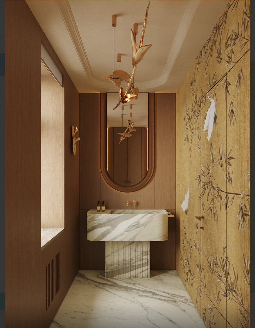 латунь в дизайне ванной комнаты от P.S. Interior