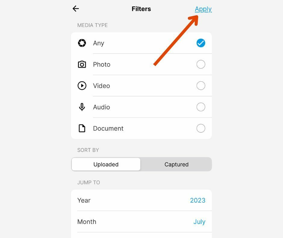 screenshot in the coachnow app showing how to search by filters within your content library