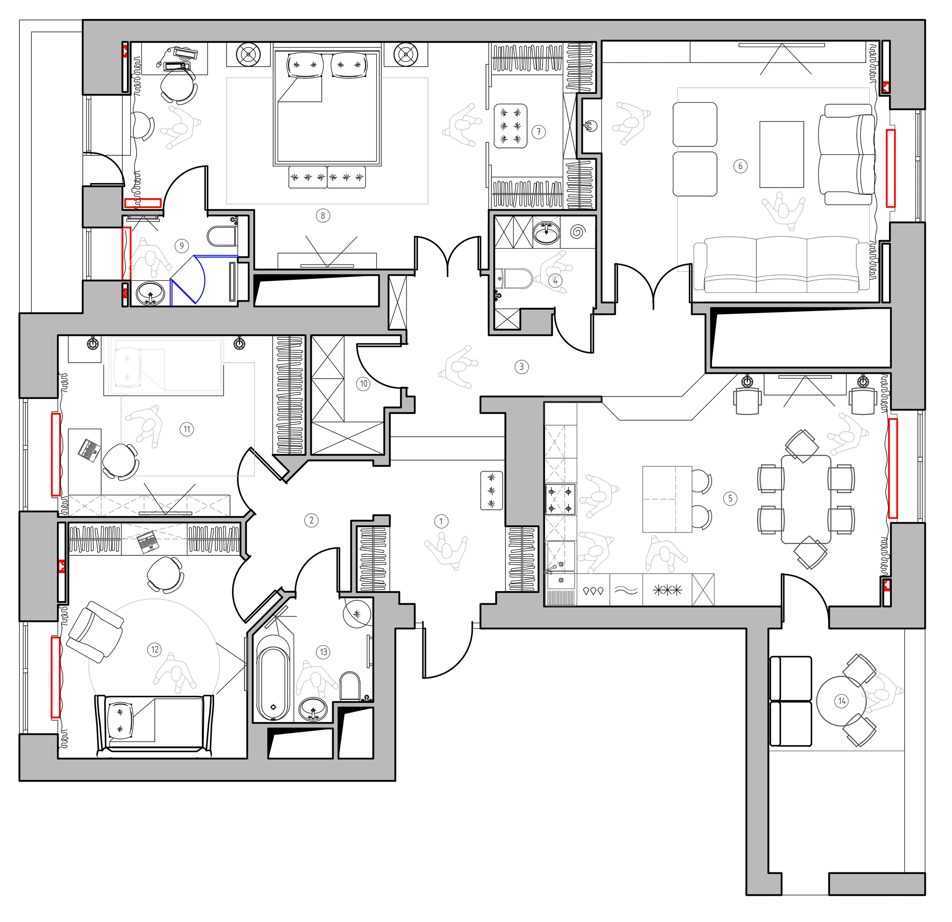 Интерьер квартиры 150 м² в ЖК Дом на Красина