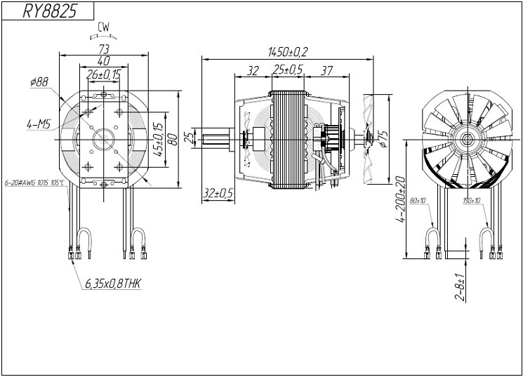 Drawing of the electric motor RY8825
