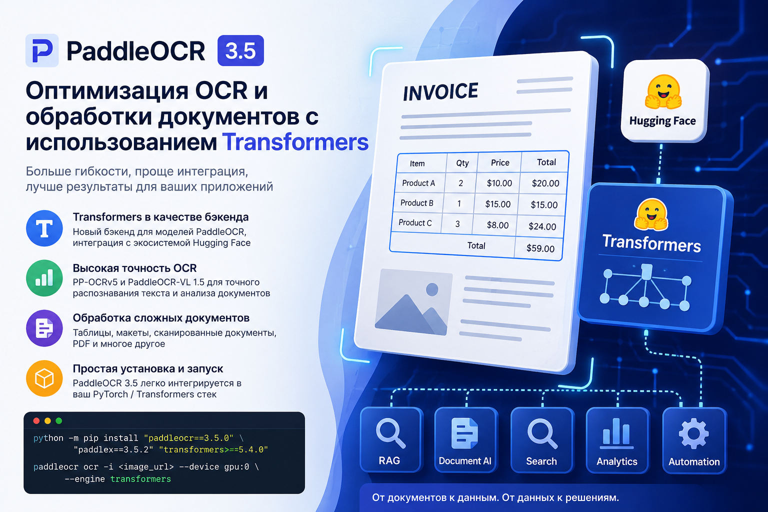 PaddleOCR, OCR, Transformers, обработка документов