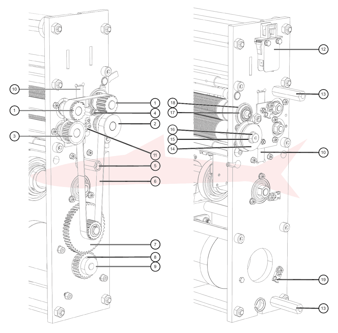Morgana AutoCreaser Pro XW 145-117070 Creaser Unit — Drive Side — схема деталей