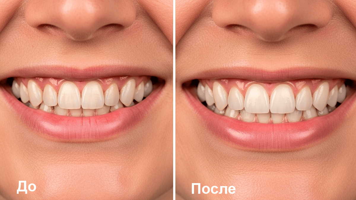 Фото до и после установки виниров e-max