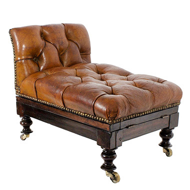 Tufted Leather Foot Stool or Bench