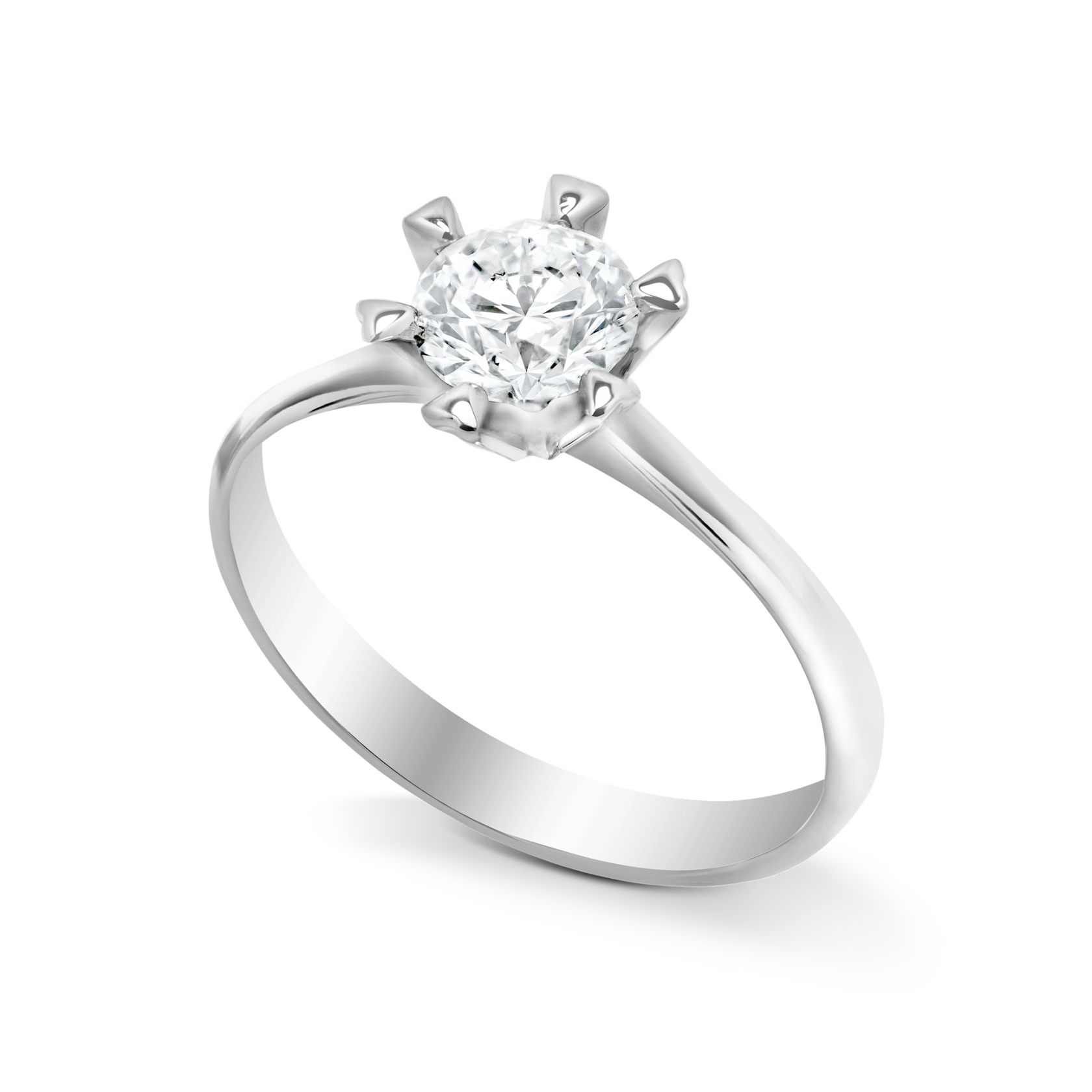 помолвочное / обручальное кольцо из белого золота с одним бриллиантом