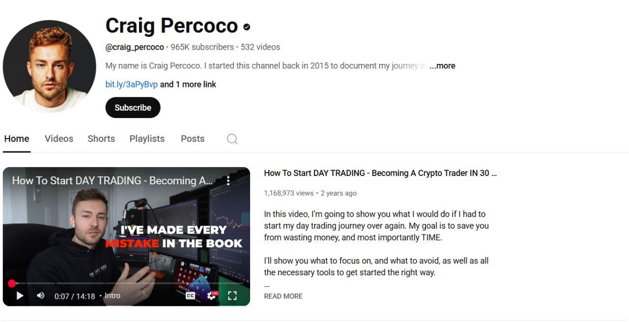 Craig Percoco – Documenting Personal Trading Journey in Crypto and Stocks