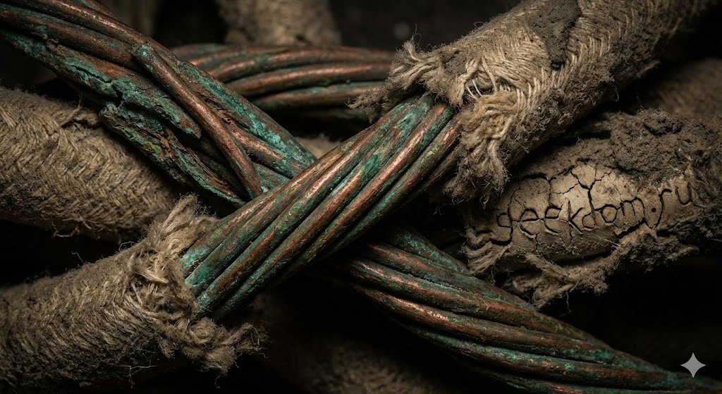 Старые медные провода телефона