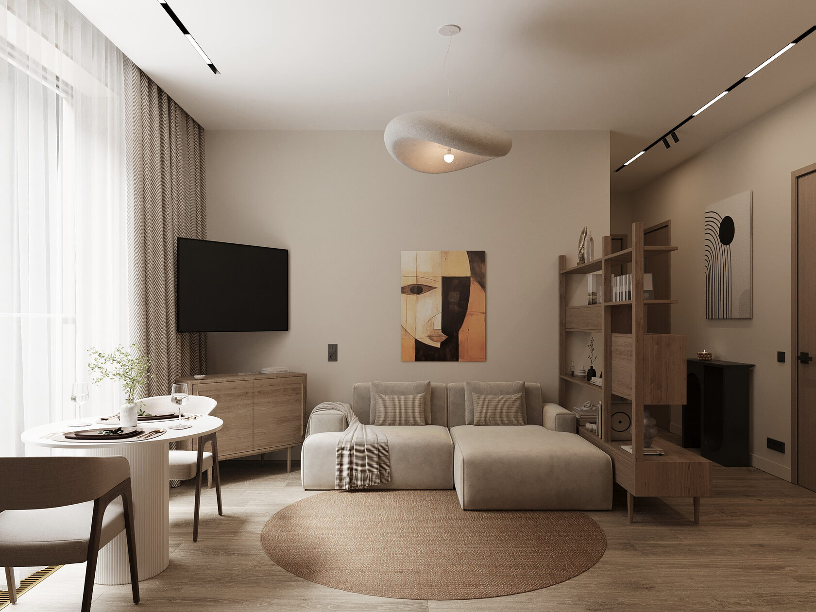 ЖК Will Towers — интерьер квартиры 75 м² в стиле джапанди | MARIIA.DESIGN