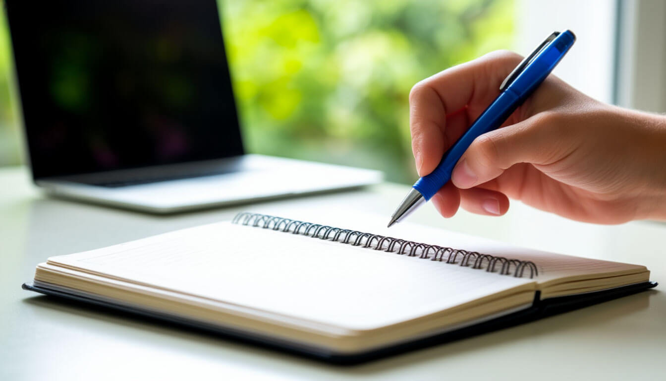 человек пишет